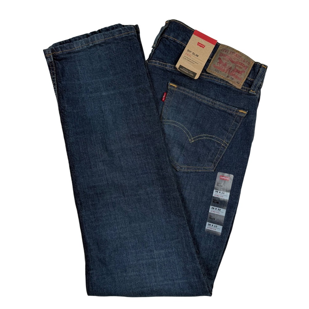 Levis 511 Slim Fit Stretch Jeans Mens 36x32 (measure 36x31) Dark Wash Denim New